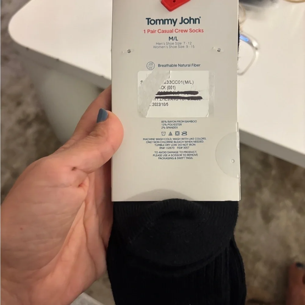 NEW! Tommy John Black Casual Crew Socks